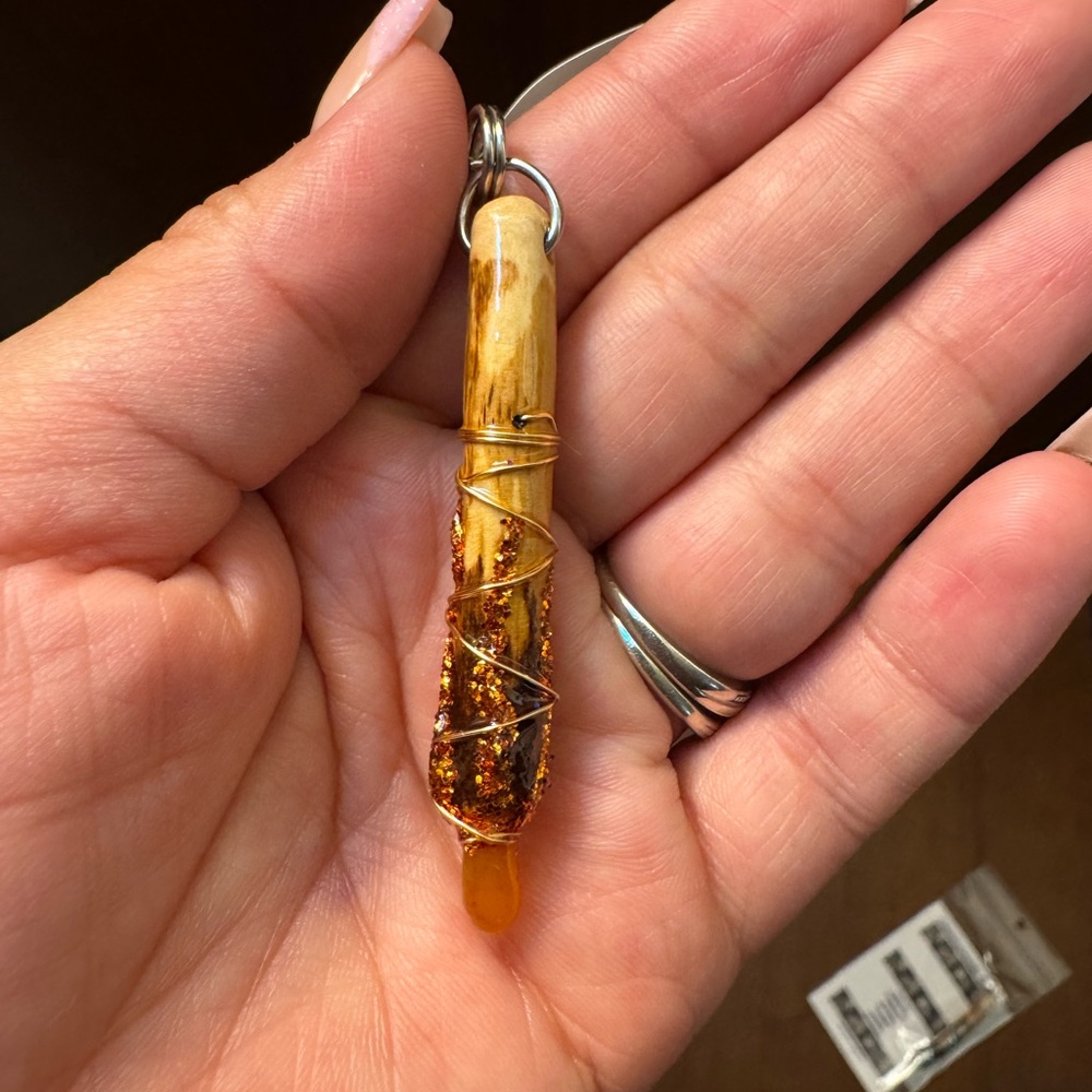 Handcrafted copper wrapped keychain mini wood wand